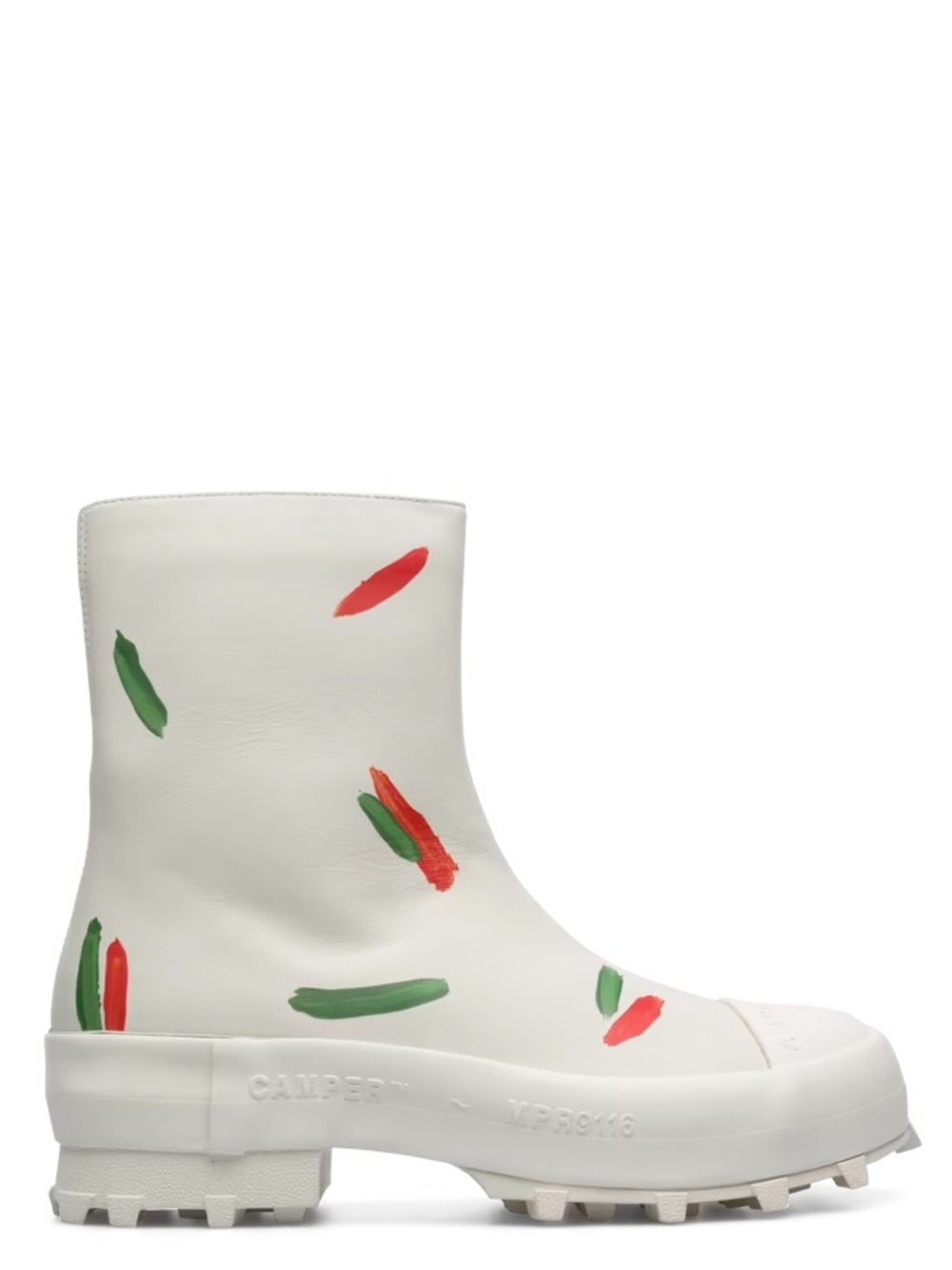 Camper White Leather Ankle Boot with Red & Green - Picture 8 of 12